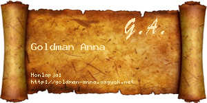 Goldman Anna névjegykártya